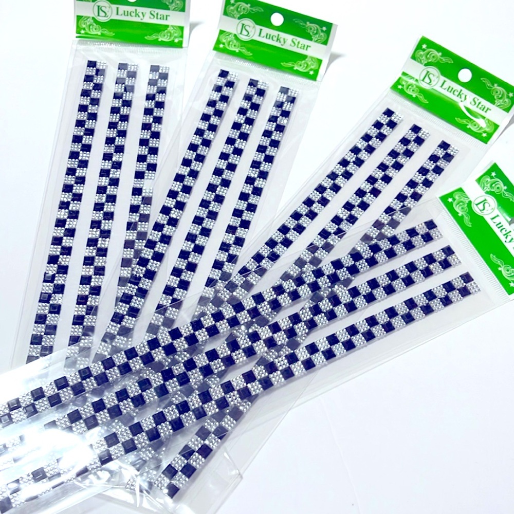 Adhesive black and Silver Striped Stickers new for all decorations pack of 4